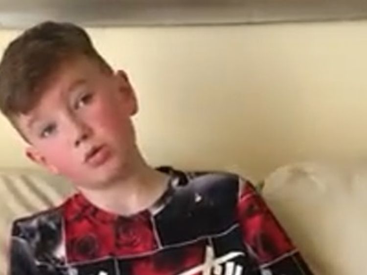 The schoolboy appeared in a YouTube video sent to his grandmother