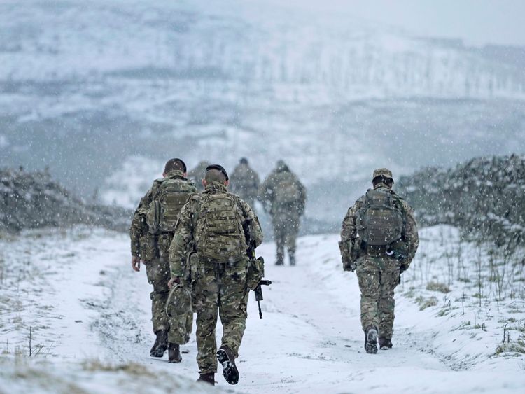 Soldiers go out on exercise near Stainmore on the Durham and Cumbria border