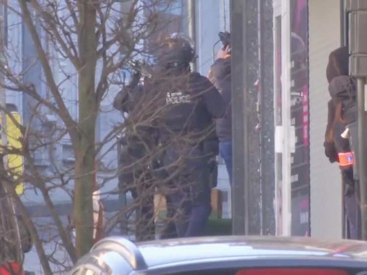 A number of armed officers were seen responding to the incident