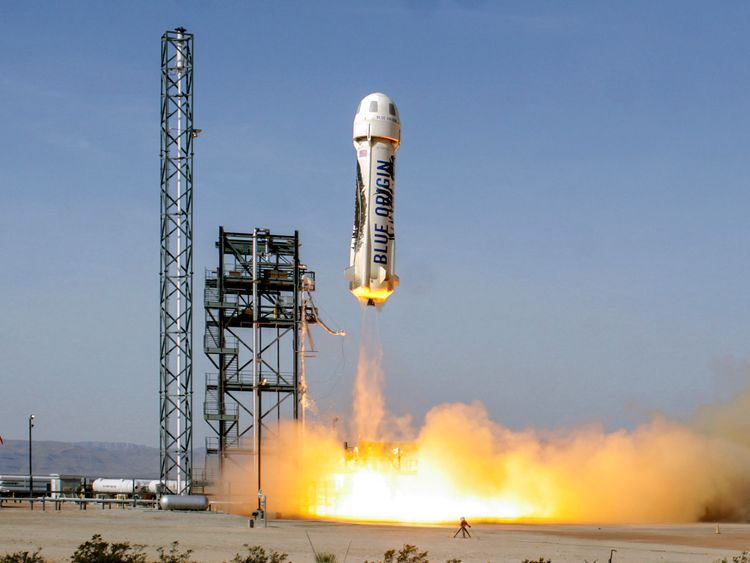 The New Shepard could take paying passengers to the edge of space next year. Pic: Blue Origin