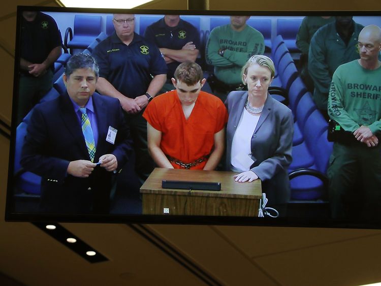 Nikolas Cruz appears in court where he was charged with the murder of 17 people at his former school