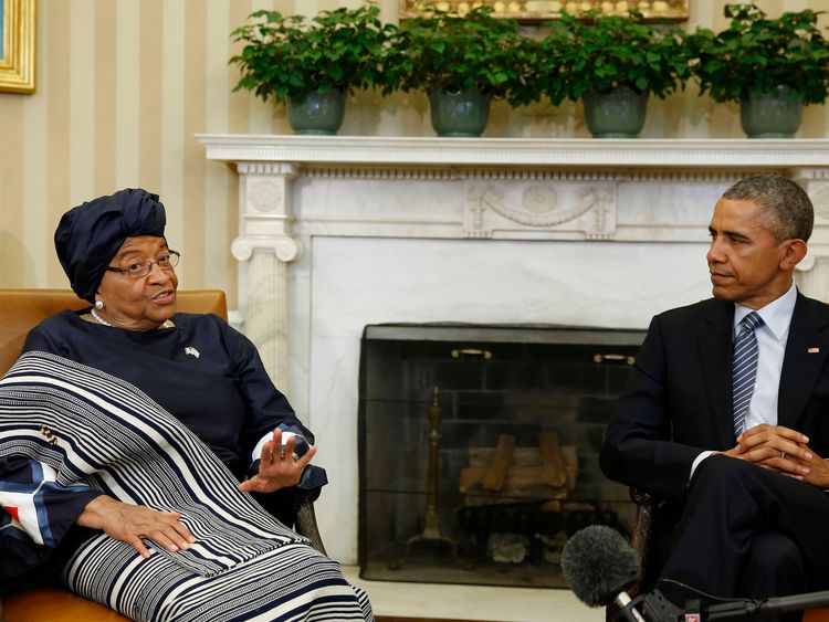 Ms Sirleaf meets then US President Barack Obama at the White House in 2015