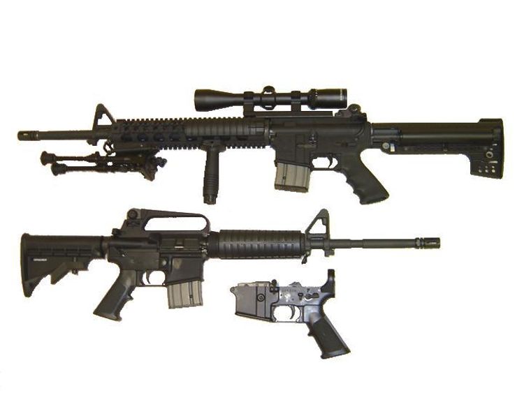 The image shows two different versions of a AR-15 Pic:TheAlphaWolf