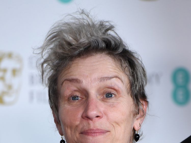 Best Actress winner Frances McDormand opted for a splash of colour on her dress