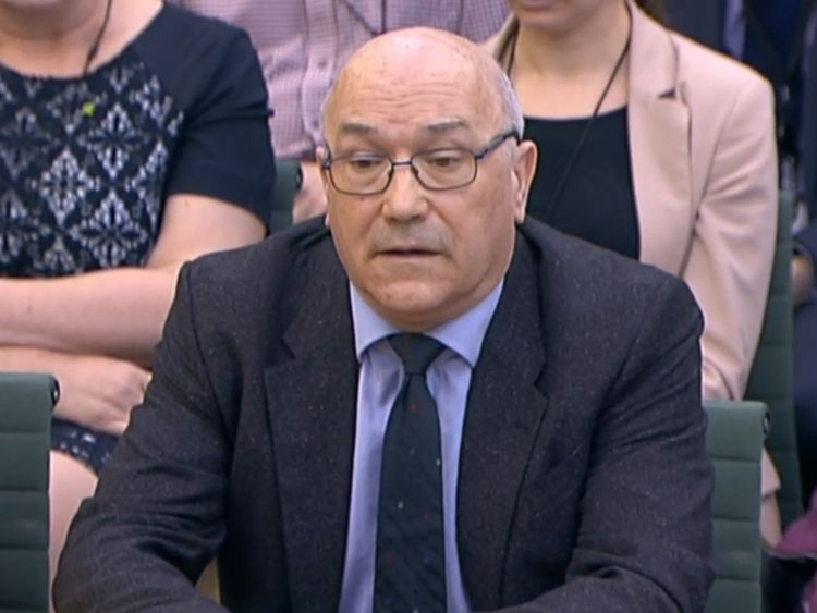 Mark Goldring, CEO of Oxfam GB, giving evidence before the Commons Development Committee at Portcullis House, London, on the aid worker sex scandal.