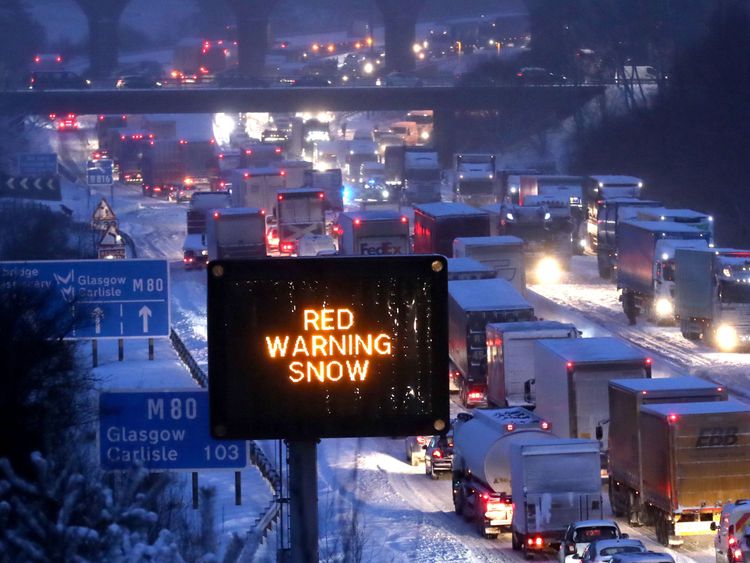 The scene on the M80 Haggs in Glasgow