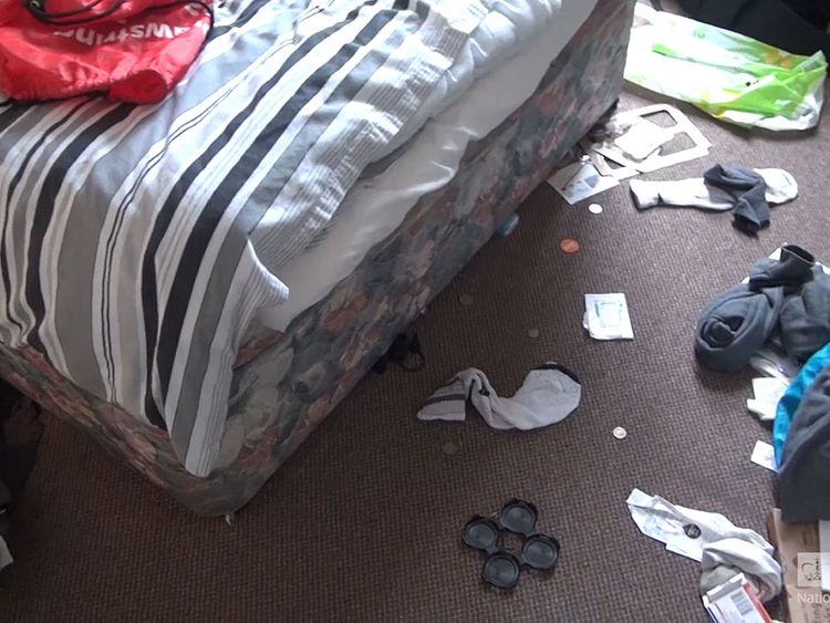 National Crime Agency image taken from footage of a search of Matthew Falder's bedroom