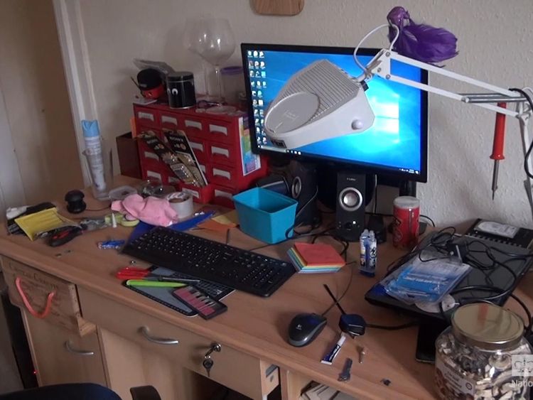 Falder abused dozens of people from this computer in his house