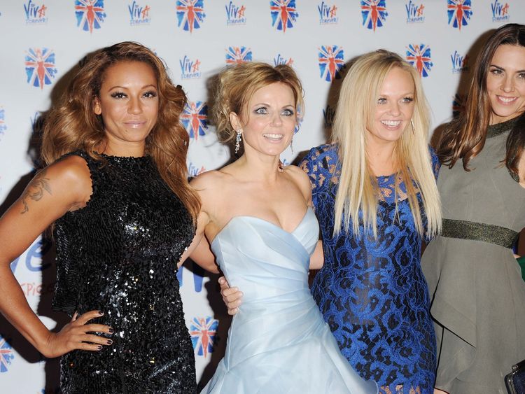 (L-R) Melanie Brown, Geri Horner, Emma Bunton and Melanie Chisholm in 2012