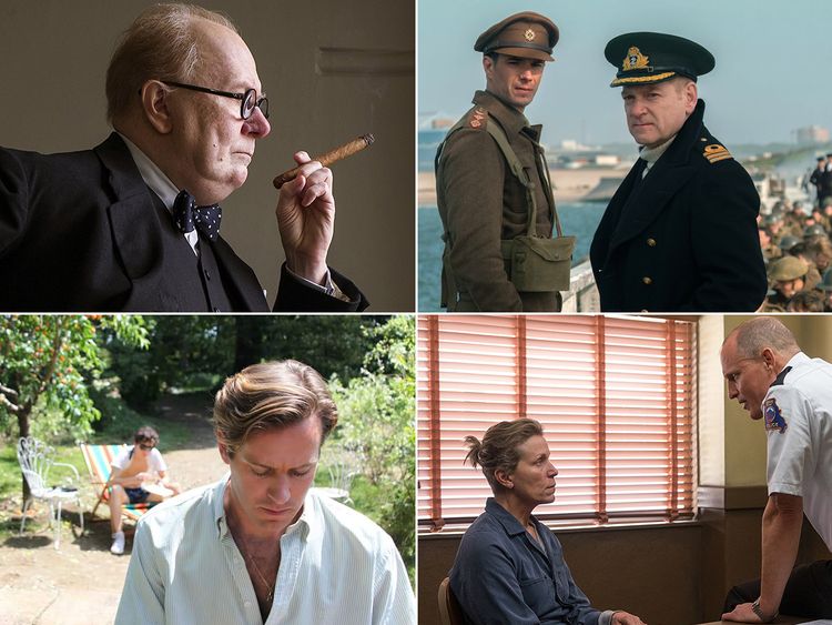 Darkest Hour, Dunkirk, Three Billboards Outside Ebbing Missouri, Call Me By Your Name