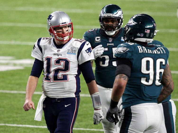 Patriots quarterback Tom Brady did not look happy in the Super Bowl fourth quarter