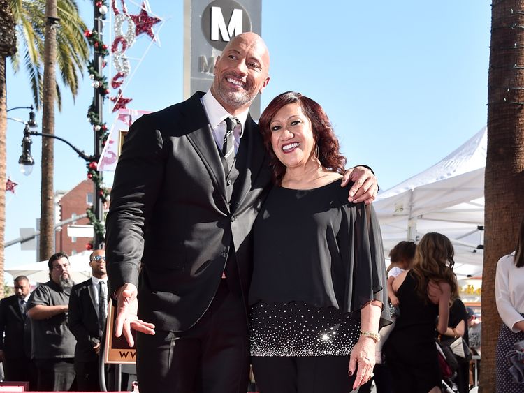 Dwayne Johnson pictured with his mother Ata in December 2017