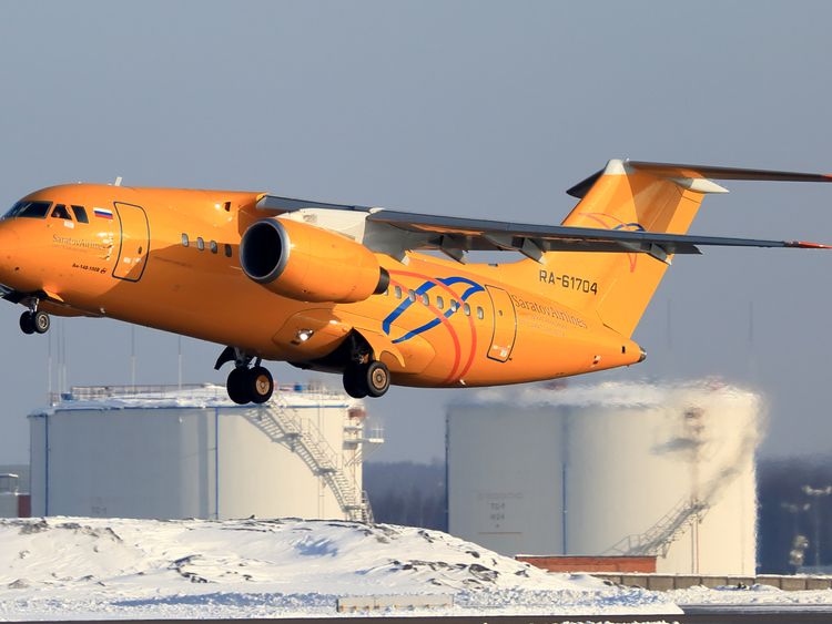 A Saratov Airlines Antonov AN-148 plane taking off. File pic