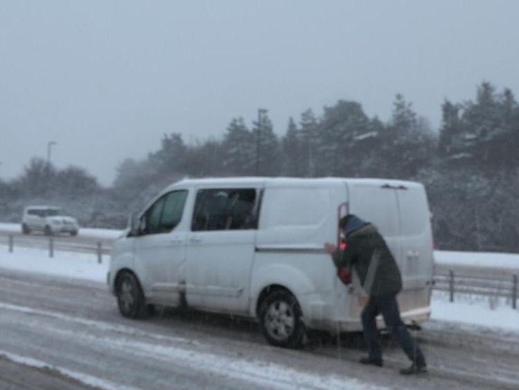 Heavy snow around the UK and Ireland is making driving conditions very difficult on the roads
