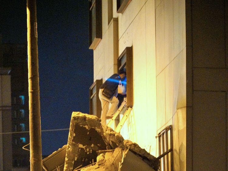 A man climbs a ladder over rubble at the damaged Marshal Hotel in Hualien, eastern Taiwan early February 7, 2018, after a strong earthquake struck the island. A hotel on the east coast of Taiwan has collapsed after a 6.4-magnitude earthquake, the government said. / AFP PHOTO / PAUL YANG / Taiwan OUT (Photo credit should read PAUL YANG/AFP/Getty Images)
Editorial subscription
SML
2669 x 4000 px | 22.60 x 33.87 cm @ 300 dpi | 10.7 MP

Size Guide
Add notes
SUBSCRIPTION DOWNLOAD
Details
Restrictions