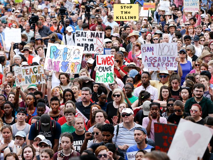 Thousands march in in Tallahassee, Florida, calling for tighter gun control