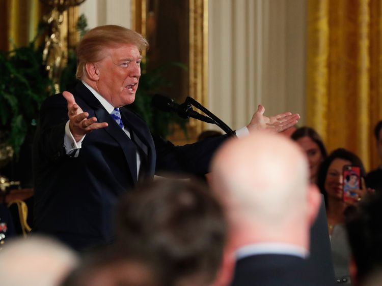 U.S. President Donald Trump hosts a Public Safety Medal of Valor awards ceremony in the White House