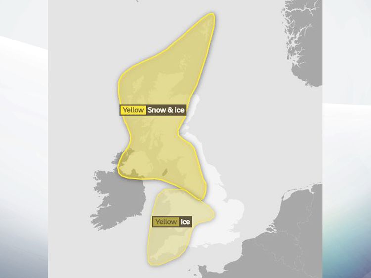 Warnings of snow and ice on Monday