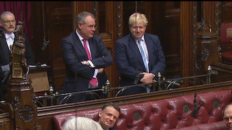 Boris Johnson gets skewered by a Lib dem peer over his EU plans, while Boris is watching from the side