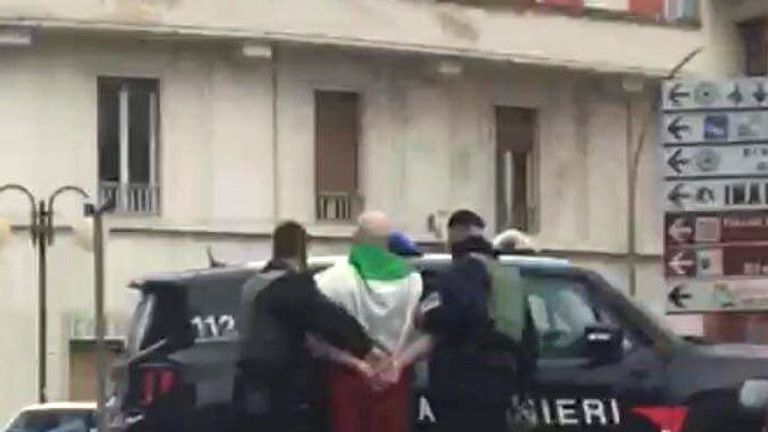 The suspected gunman was arrested in Macerata. Pic: Italian police