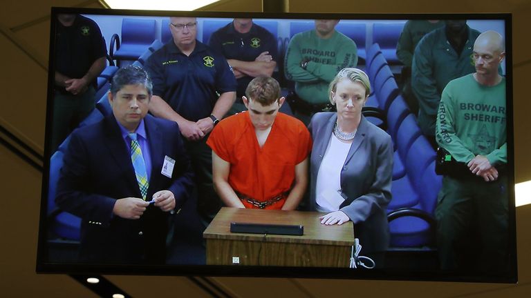 Nikolas Cruz appears in court where he was charged with the murder of 17 people at his former school