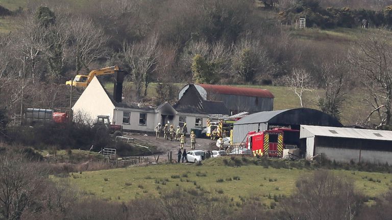 Emergency services at the scene in Derrylin, Co Fermanagh