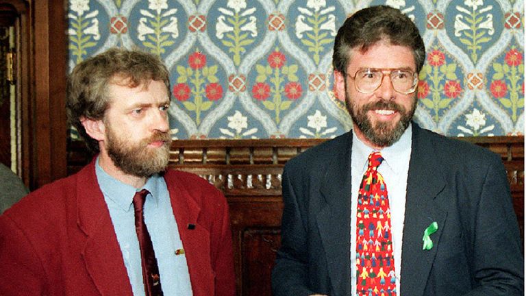 Jeremy Corbyn with Gerry Adams in the House of Commons in 1995