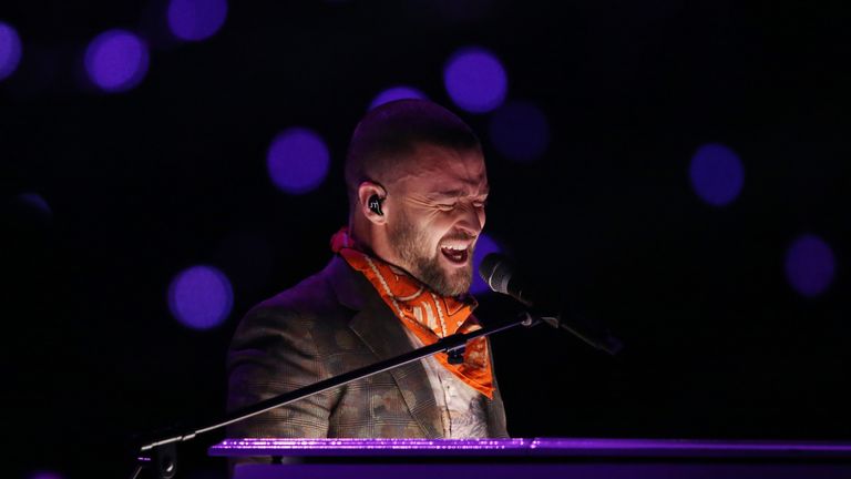 Justin Timberlake performs at the Super Bowl LII