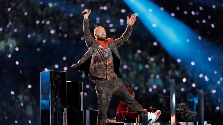 Justin Timberlake performed during the Super Bowl halftime show