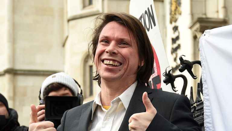 Alleged computer hacker Lauri Love outside the Royal Courts of Justice in London