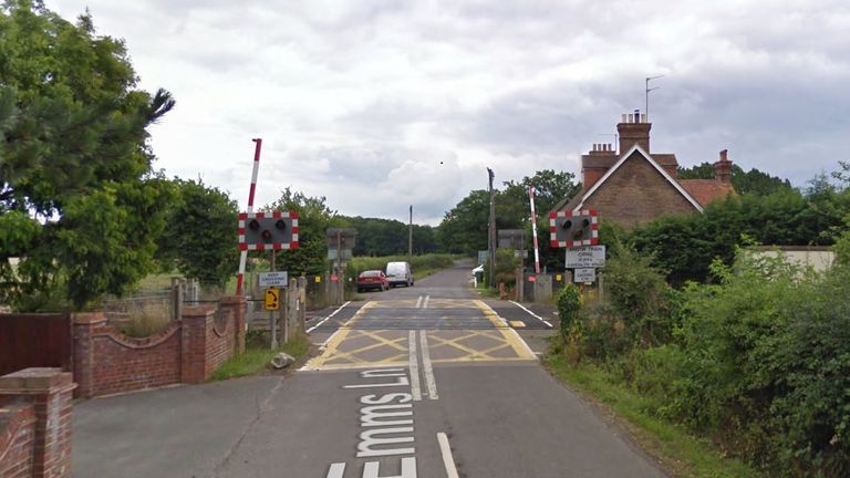 Google Maps screen grab of a level crossing in Barns Green, near Horsham in West Sussex. Two people were killed when a train hit a car there.
Pic: Google Maps