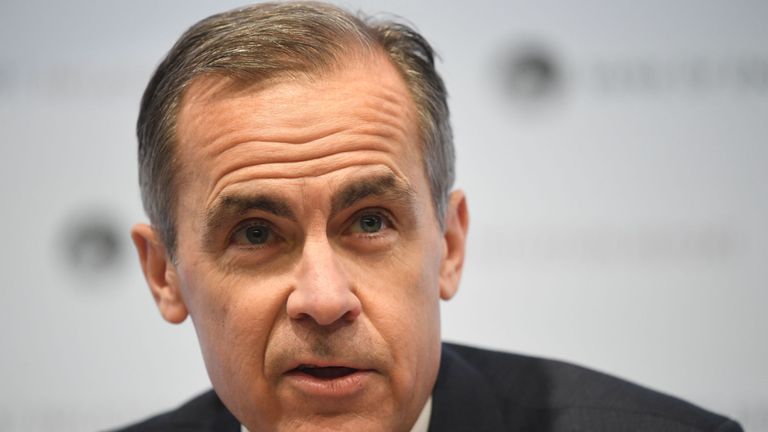Bank of England Governor Mark Carney speaks during the central bank&#39;s quarterly inflation report press conference in the City of London.