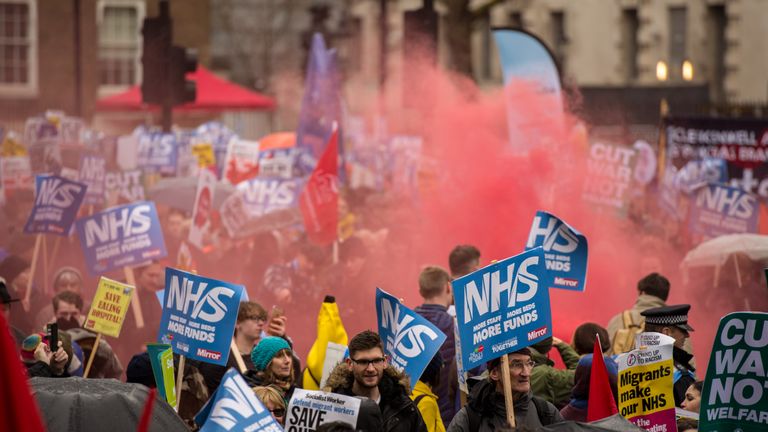 The People&#39;s Assembly demonstration called for increased NHS funding