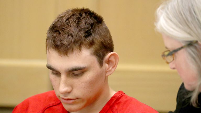 Nikolas Cruz kept his head down during the hearing at a court in Fort Lauderdale