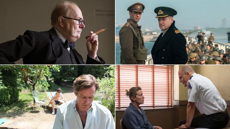 Darkest Hour, Dunkirk, Three Billboards Outside Ebbing Missouri, Call Me By Your Name