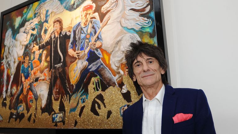 LONDON, UNITED KINGDOM - APRIL 11: Ronnie Wood unveils his new collection of fine art &#39;Ronnie Wood: Raw Instinct&#39; at Castle Fine Art on April 11, 2013 in London, England. (Photo by Stuart C. Wilson/Getty Images for Castle Galleries)
