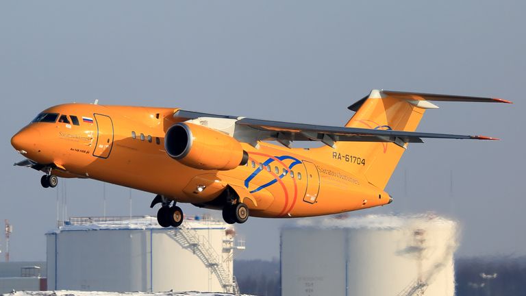 A Saratov Airlines Antonov AN-148 plane taking off. File pic