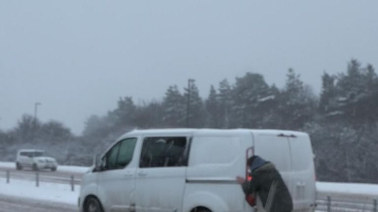Heavy snow around the UK and Ireland is making driving conditions very difficult on the roads