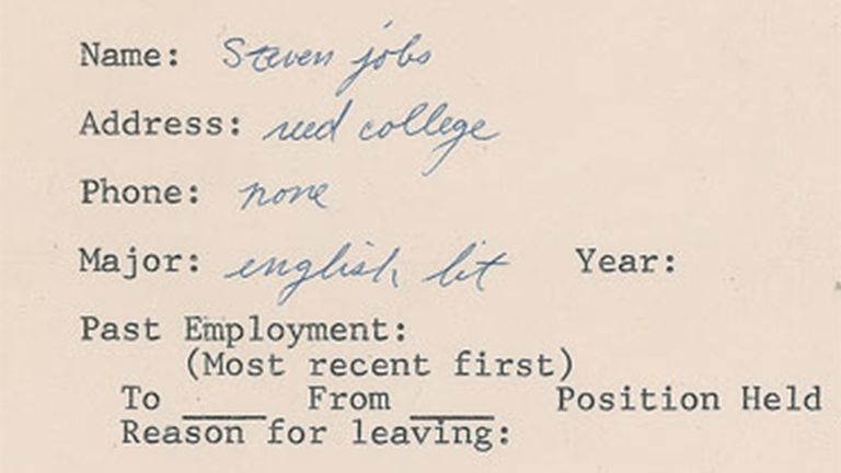 Steve Jobs Signed Job Application. Pic: RRAuction