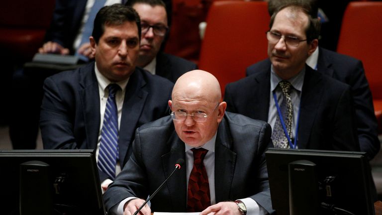 Vasily Nebenzya told a UN meeting Russia is circulating amendments to the draft ceasefire resolution