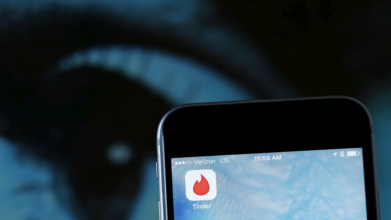The dating app Tinder is shown on an Apple iPhone in this photo illustration taken February 10, 2016