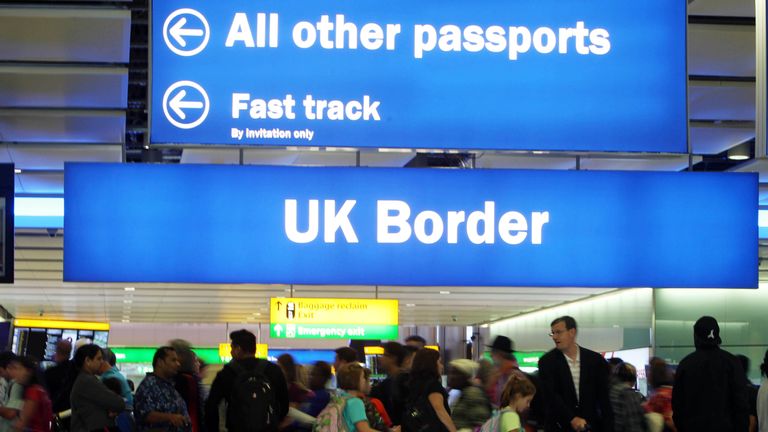 UK Border at Terminal 2 of Heathrow Airport