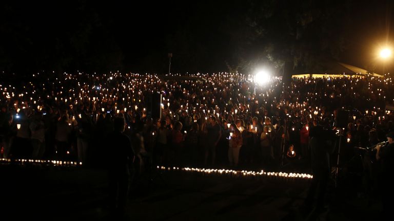 A candlelit village following the Oregon shootings