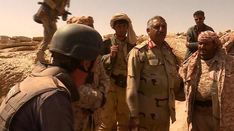 General Nasser al-Dhaybani (centre) said the government is winning the civil war