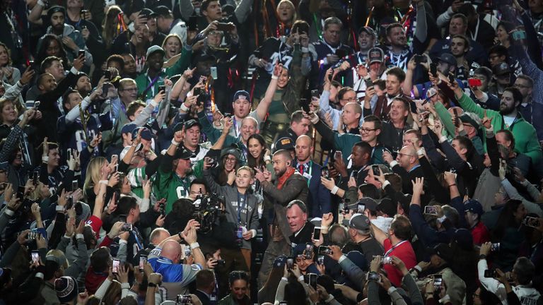 Boy takes selfie with Justin Timberlake at Super Bowl LII