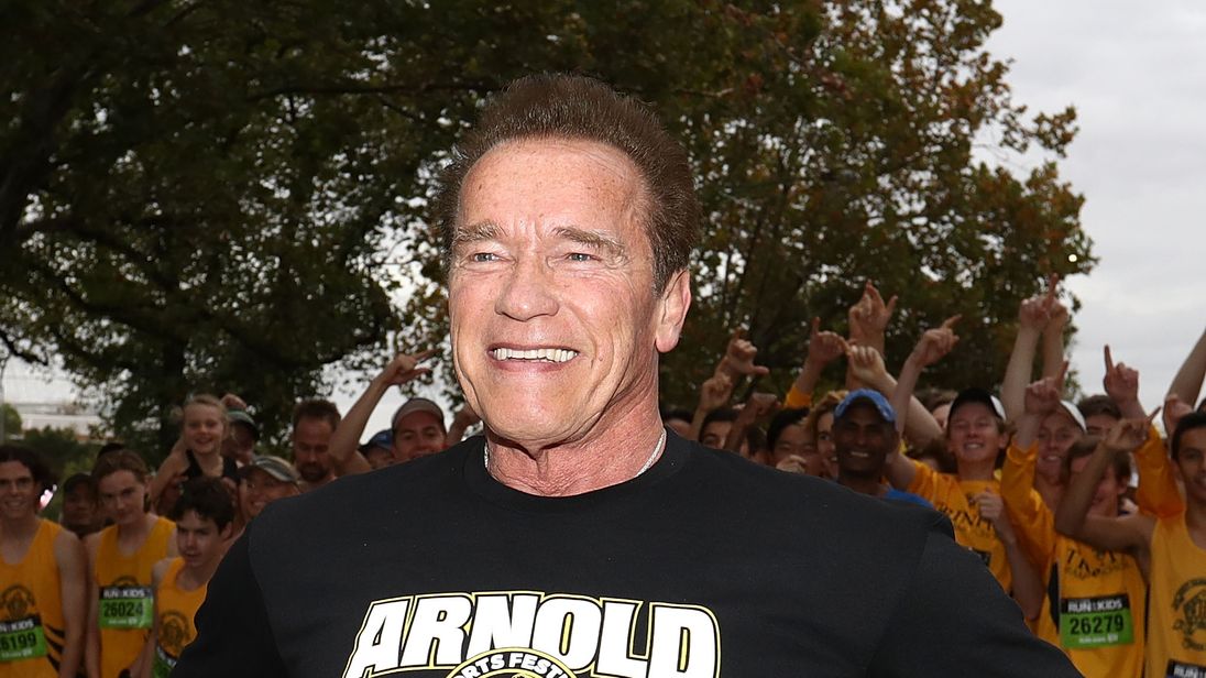 Arnold Schwarzenegger poses during a sports festival earlier this month