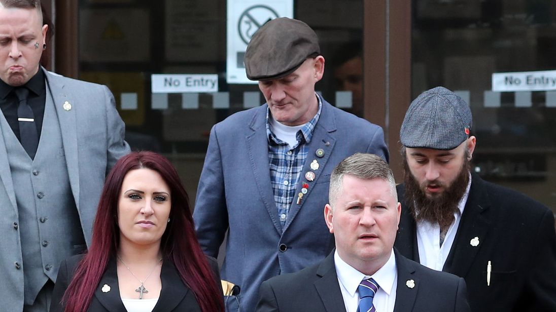 Paul Golding (front right) and Jayda Fransen were convicted at Folkestone Magistrates&#39; Court