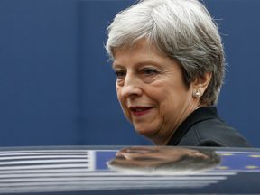 Theresa May attends a European Union leaders summit in Brussels
