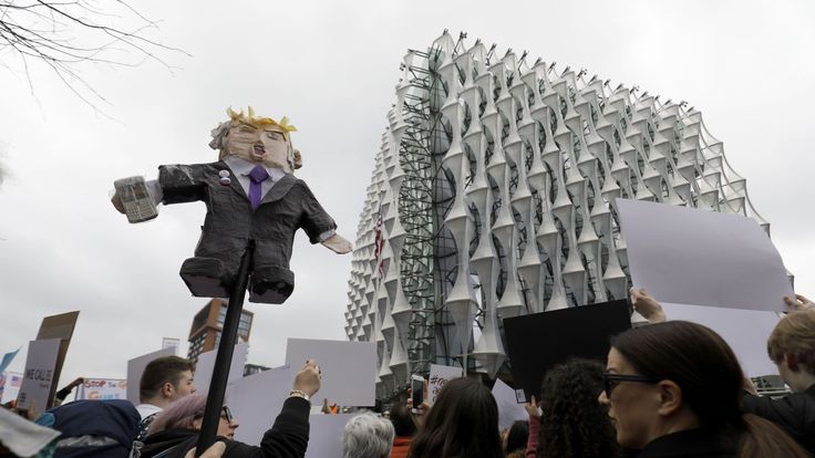 The march outside the US Embassy in south London