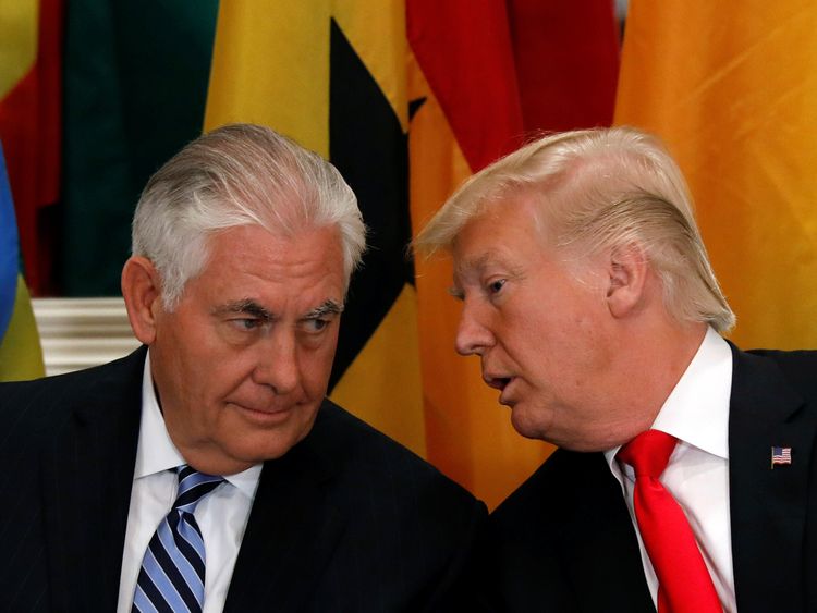 Donald Trump and Rex Tillerson in September last year